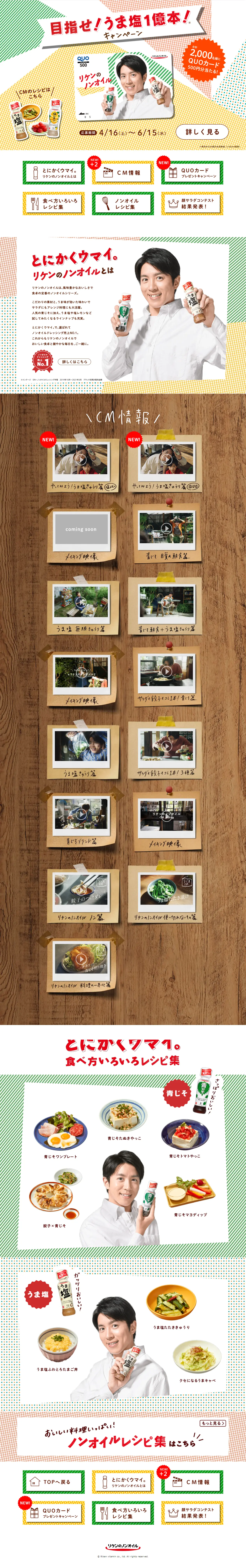 リケンのノンオイルのLPデザイン（調味料・甘味料・ダシ・スープ／カラフル系／かわいい系）PC版