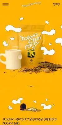 Tokyo Chai Party online storeのLPデザイン（お茶・紅茶・珈琲／イエロー系／かわいい系）スマホ版