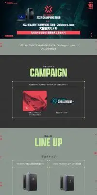 2022 VALORANT CHAMPIONS TOURのLPデザイン（パソコン・周辺機器／グリーン系／かっこいい系）PC版