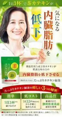 たっぷりカテキン緑茶のLPデザイン（ダイエット・減量／グリーン系／健康・癒し系）PC版