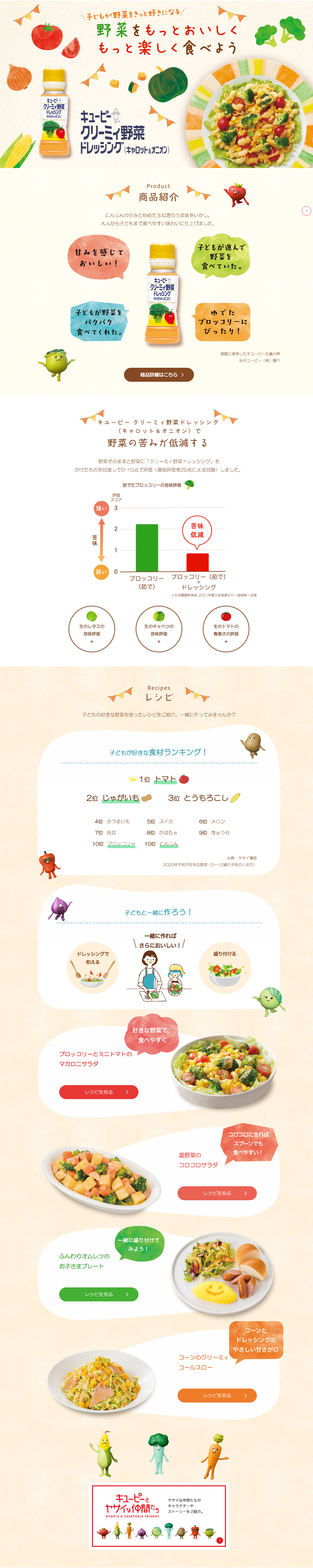 クリーミィ野菜ドレッシングのLPデザイン（調味料・甘味料・ダシ・スープ／ピンク系／かわいい系）PC版