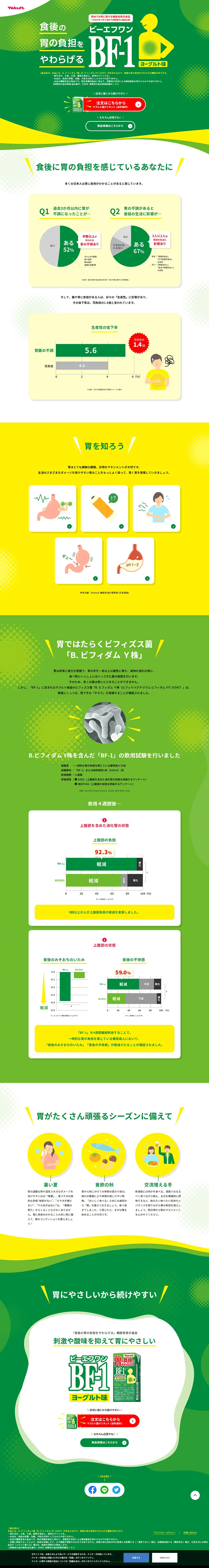 ヤクルトBF-1のLPデザイン（健康食品・健康ドリンク・サプリメント／グリーン系／健康・癒し系）PC版