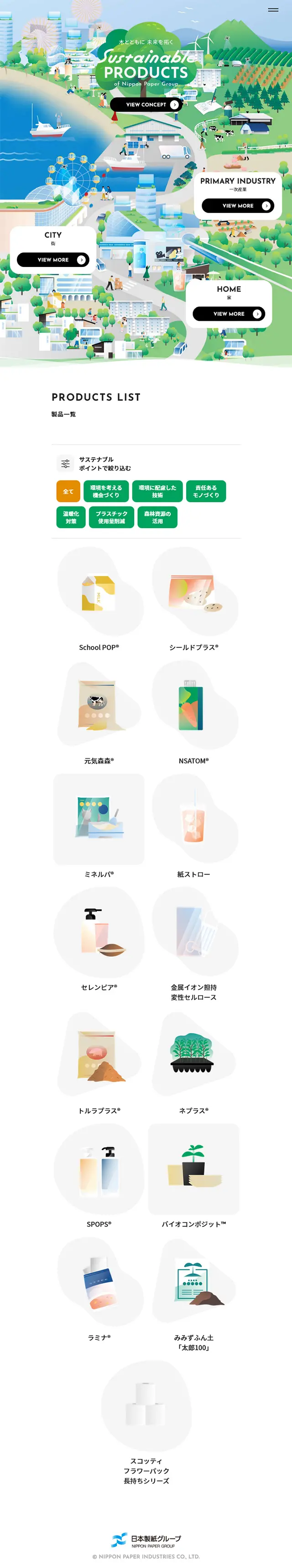 Sustainable PRODUCTSのLPデザイン（イベント・キャンペーン・体験／ホワイト系／ナチュラル系）スマホ版