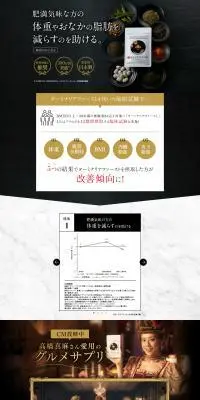 糖脂にターミナリアファーストのLPデザイン（ダイエットサプリ・ダイエット飲料／ブラック系／健康・癒し系）PC版