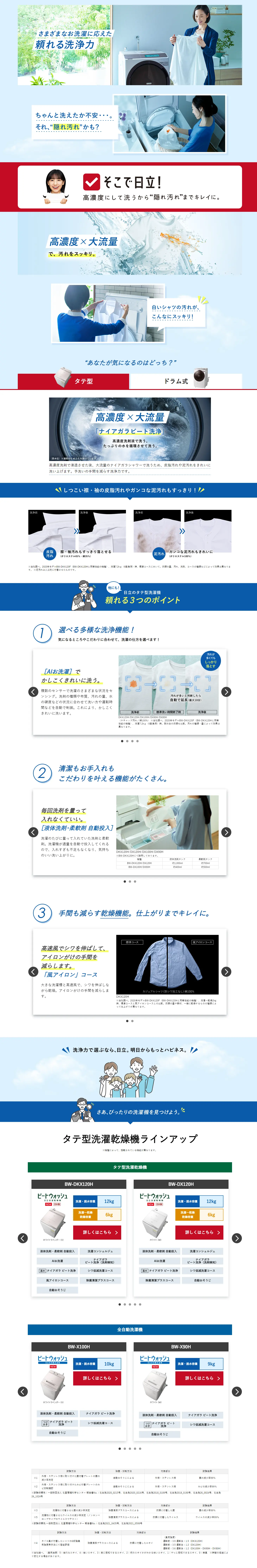 Hitachi Washing Machines and Clothes Dryers LP design (Consumer electronics / Shades of blue / Simple) PC version