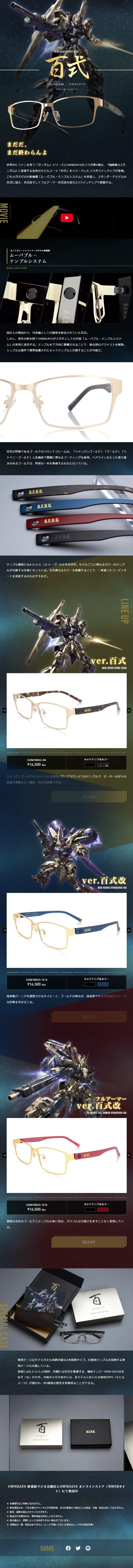 Gundam x OWNDAYS LP design (Eyeglasses and Sunglasses / Black-colored / Cool style) Mobile version