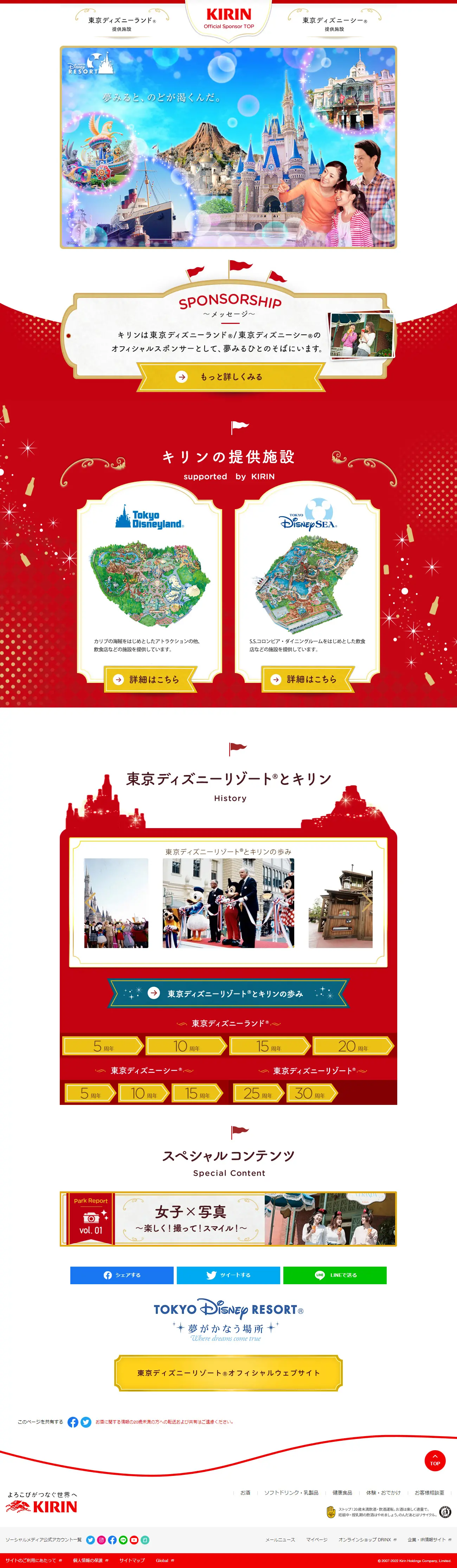 東京ディズニーランドオフィシャルスポンサー　キリンのLPデザイン（お茶・紅茶・珈琲／レッド系／にぎやか系）PC版