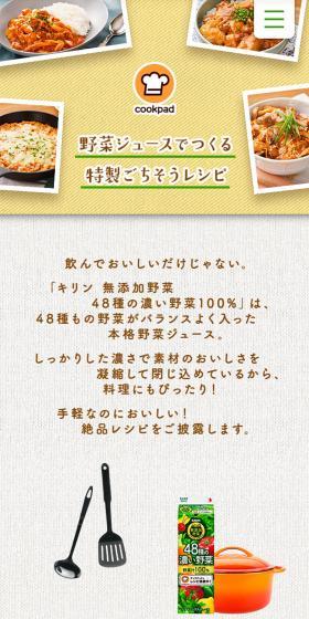 Special Feast Recipes Made with Vegetable Juice LP design (Energy drink / White-based / Natural style) Mobile version