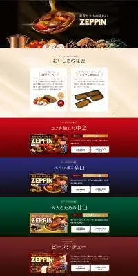 カレーZEPPINのLPデザイン（レトルト・インスタント／ブラック系／シンプル系）PC版