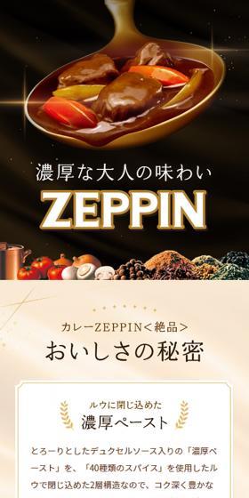 カレーZEPPINのLPデザイン（レトルト・インスタント／ブラック系／シンプル系）スマホ版