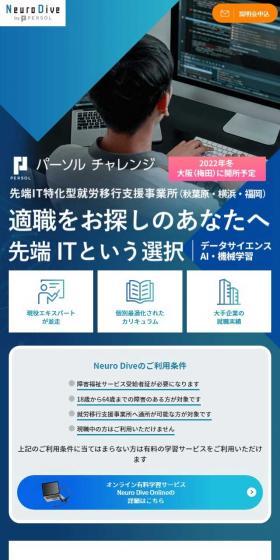 NeuroDive LP design (recruitment / Shades of blue / Trust and Safety) Mobile version