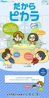 だからピカラって何？のLPデザイン（企業・会社・お店／ブルー系／にぎやか系）スマホ版