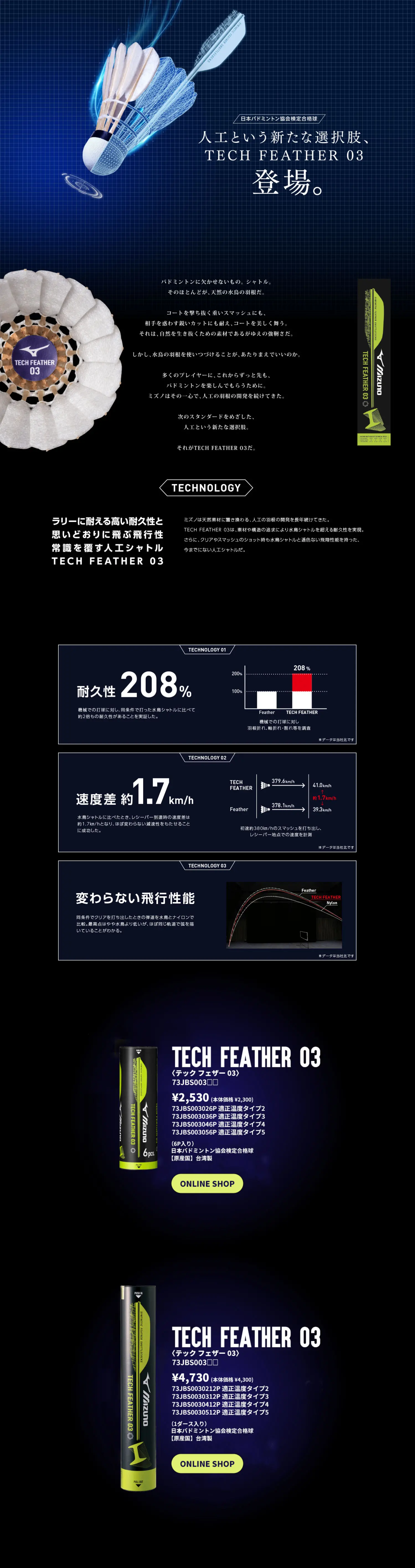 TECH FEATHERのLPデザイン（スポーツ用品／ブラック系／スタイリッシュ系）PC版