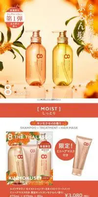 エイトザタラソ モイストシャンプー&モイストトリートメントのLPデザイン（スキンケア・ボディケア・ヘアケア／ホワイト系／スタイリッシュ系）PC版