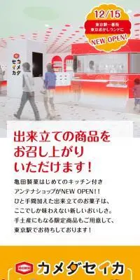 カメダセイカ スペシャルサイトのLPデザイン（企業・会社・お店／オレンジ系／かわいい系）スマホ版