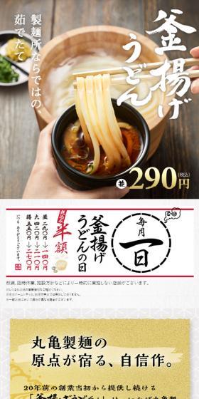 釜揚げうどんのLPデザイン（麺・パン・粉物／ホワイト系／和風系）スマホ版
