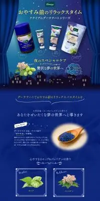 クナイプのグーテナハトシリーズのLPデザイン（キッチン・バス用品／ブルー系／信頼・安心系）PC版