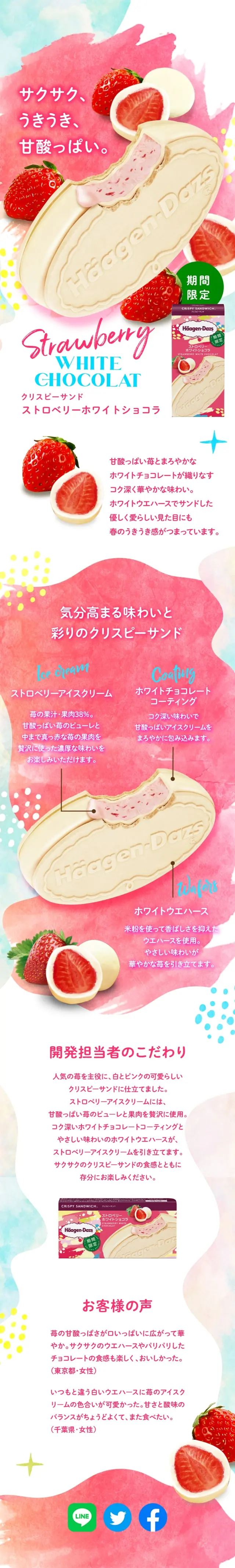 ストロベリーホワイトショコラのLPデザイン（洋菓子／カラフル系／かわいい系）スマホ版