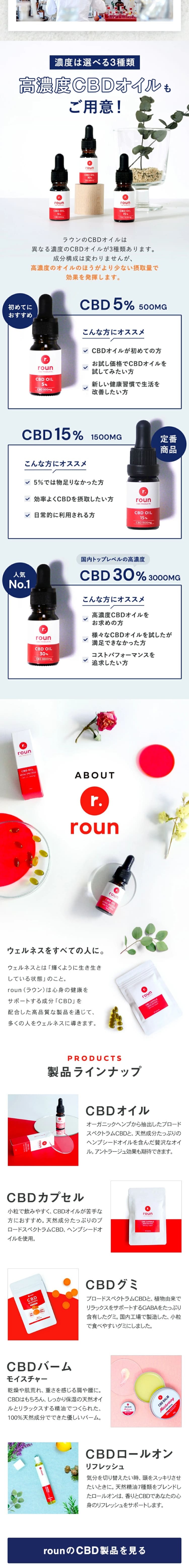 rounのLPデザイン（健康食品・健康ドリンク・サプリメント／ホワイト（白色）系／シンプル系）