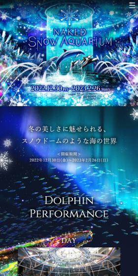 NAKEDSNOWAQUARIUM LP design (Amusement parks, theme parks, and parks / Shades of blue / Refined style) Mobile version