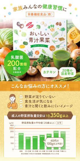 Delicious Aojiru Fruits and Vegetables LP design (Health foods, health drinks, and supplements / Green tones / Cute style) Mobile version