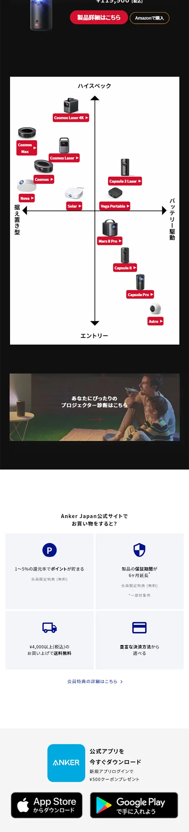 Nebula Capsule 3 LaserのLPデザイン（テレビ・オーディオ・楽器／ブラック系／シンプル系）スマホ版