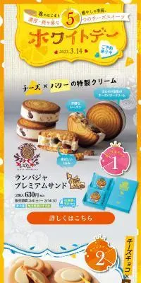 柳月のホワイトデーのLPデザイン（洋菓子／イエロー系／かわいい系）PC版