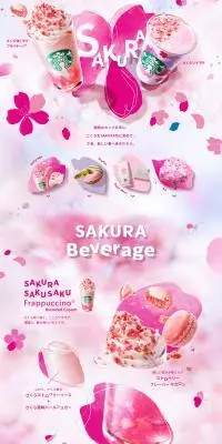 さくら 咲くサク フラペチーノ さくら ソイ ラテのLPデザイン（水・ソフトドリンク／ピンク系／キレイ系）PC版