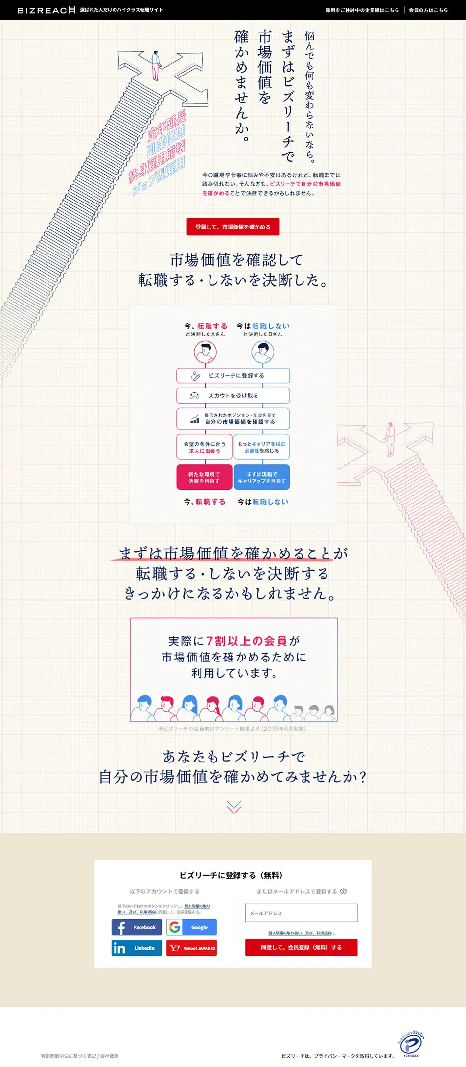 転職サイトのLPデザイン（企業・会社・お店／ベージュ系／かっこいい系）PC版