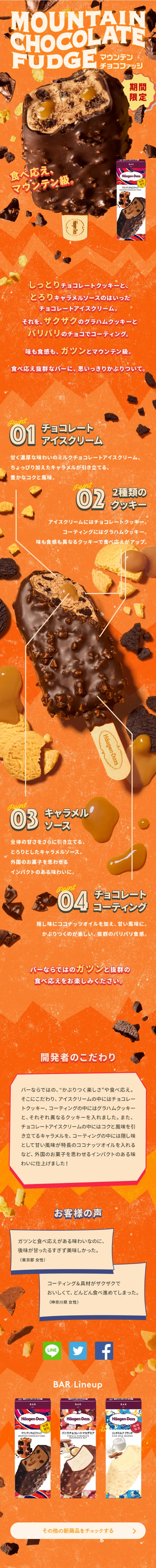 マウンテンチョコファッジのLPデザイン（洋菓子／オレンジ系／かわいい系）スマホ版