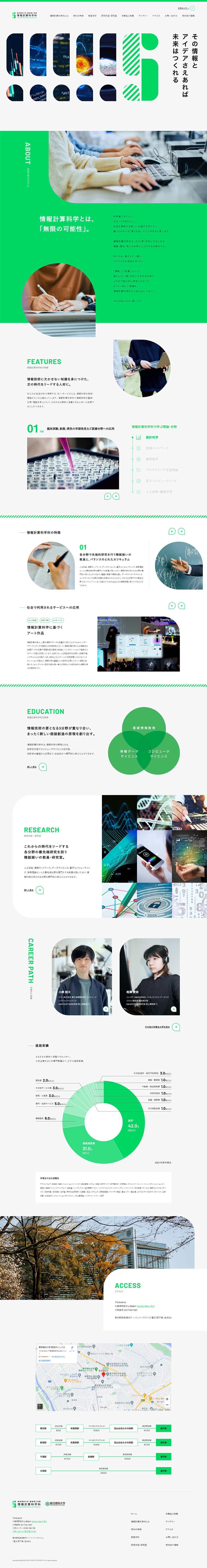 Department of Computational Science and Engineering, Faculty of Science and Technology, Tokyo University of Science LP design (school / Green tones / Cool style) PC version