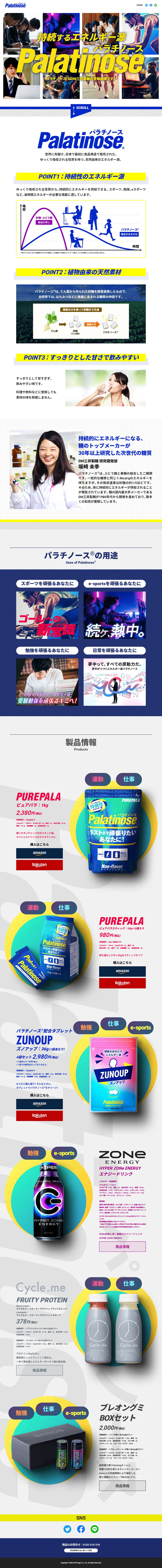 パラチノースのLPデザイン（企業・会社・お店／イエロー系／かっこいい系）PC版