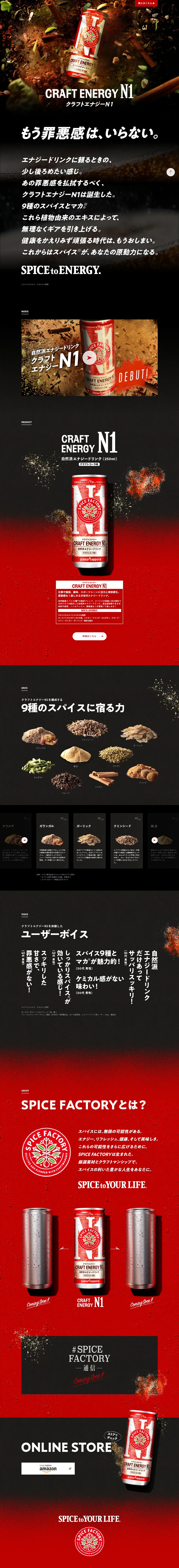 CRAFT ENERGY N1のLPデザイン（栄養ドリンク／ブラック系／かっこいい系）PC版