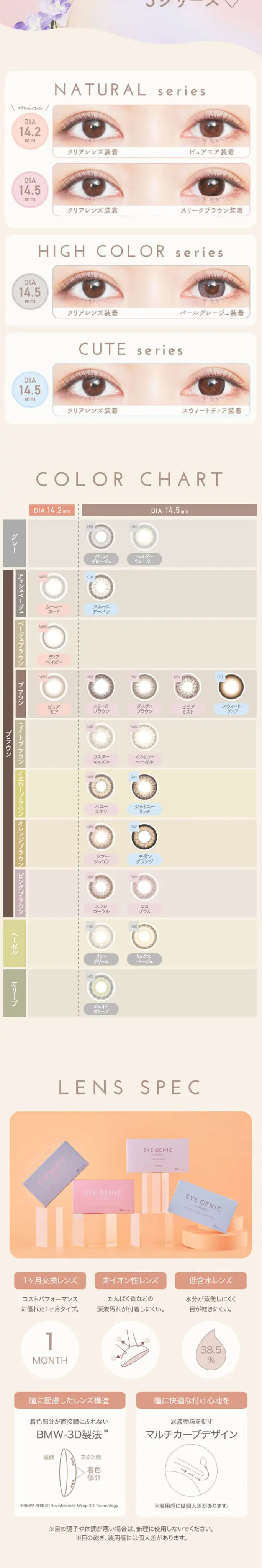 EYEGENIC LP design (Cosmetics, makeup, and contact lenses / Orange tones / Natural style) Mobile version