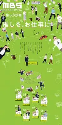 MBS RECRUIT 2024のLPデザイン（新卒採用／オレンジ系／にぎやか系）PC版