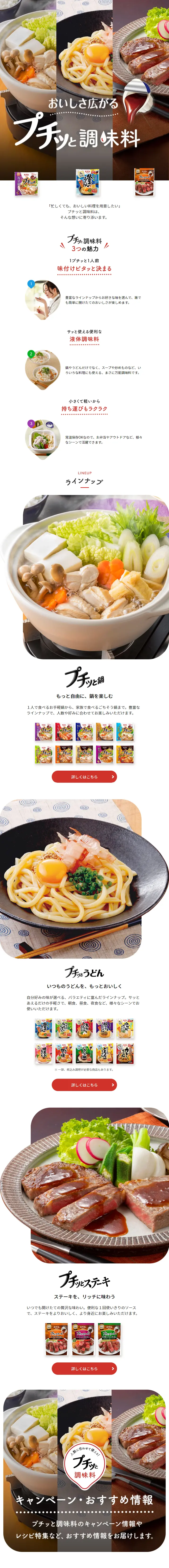 Puchitto Seasoning LP design (Seasonings, Sweeteners, Broth, Soup / Red tones / Simple) Mobile version