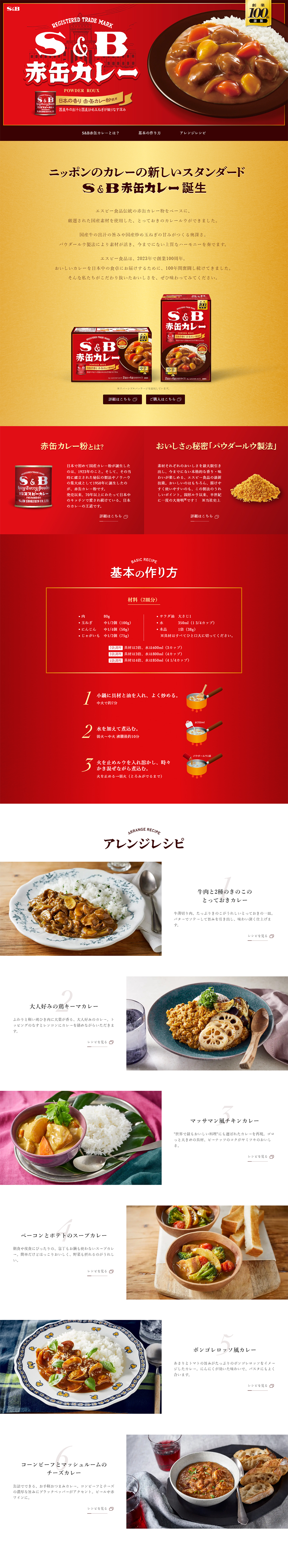 S&B 赤缶カレーのLPデザイン（調味料・甘味料・ダシ・スープ／レッド系／シンプル系）PC版
