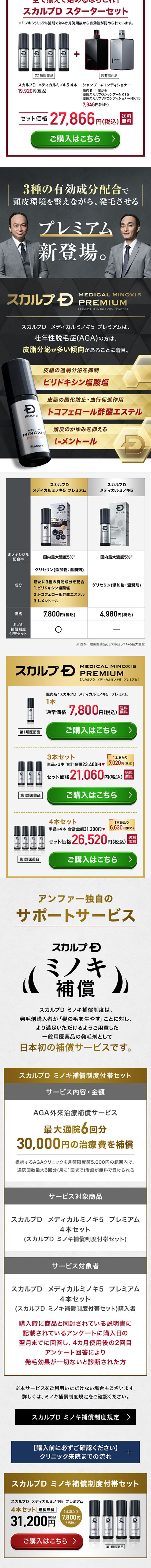 スカルプD メディカルミノキ５のLPデザイン（エステ・脱毛・増毛・整形／レッド系／かっこいい系）スマホ版