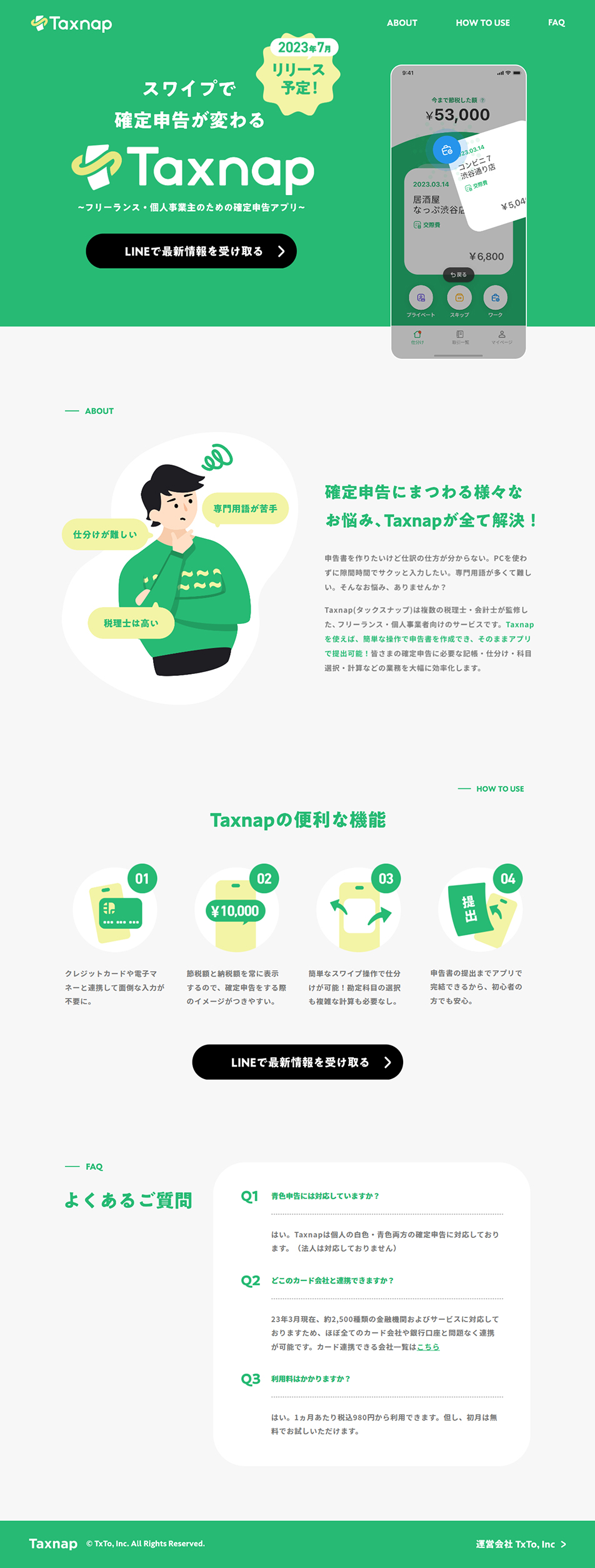 Taxnap LP design (Design, Apps, Systems / Green tones / Simple)