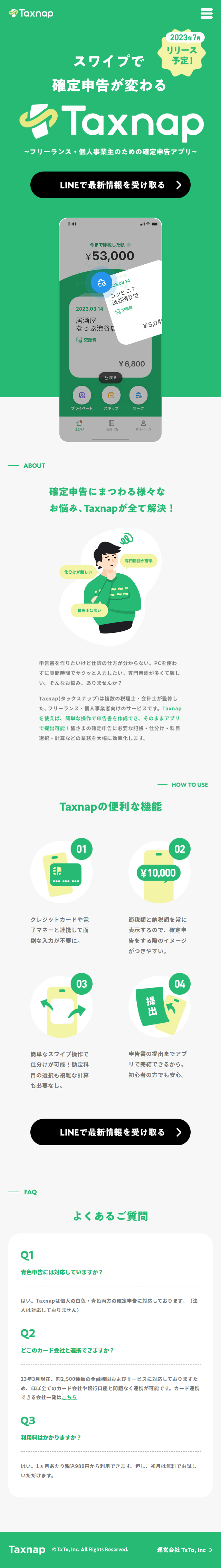 Taxnap LP design (Design, Apps, Systems / Green tones / Simple)