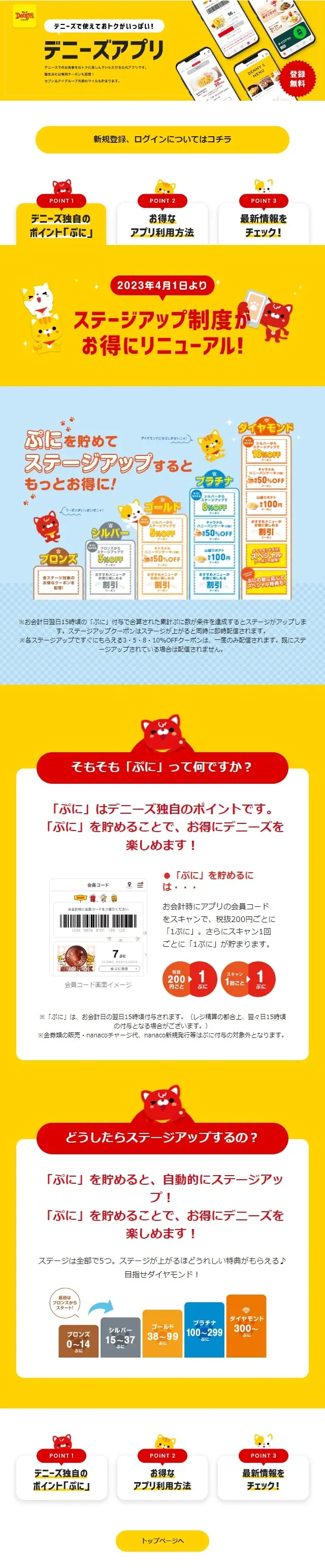 Denny's App LP design (Design, Apps, Systems / yellow / Cute style) Mobile version