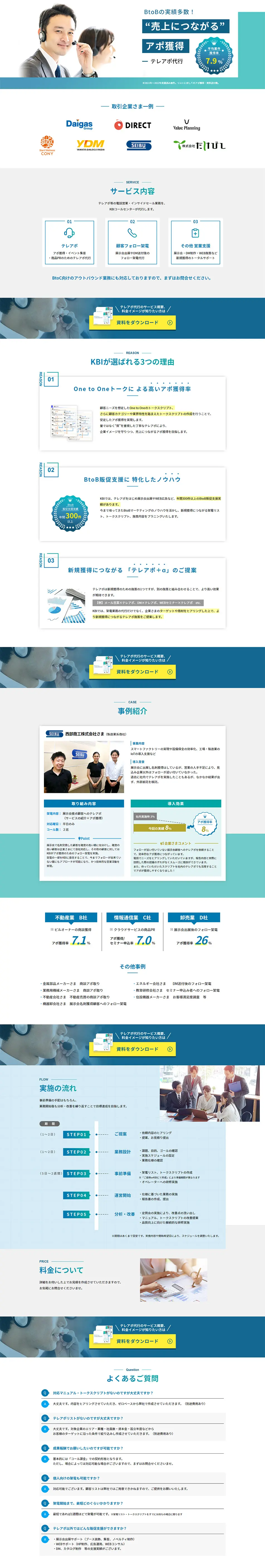 Appointment Setting Service LP design (Rental, Contracting, and Outsourcing / Shades of blue / Trust and Safety) PC version