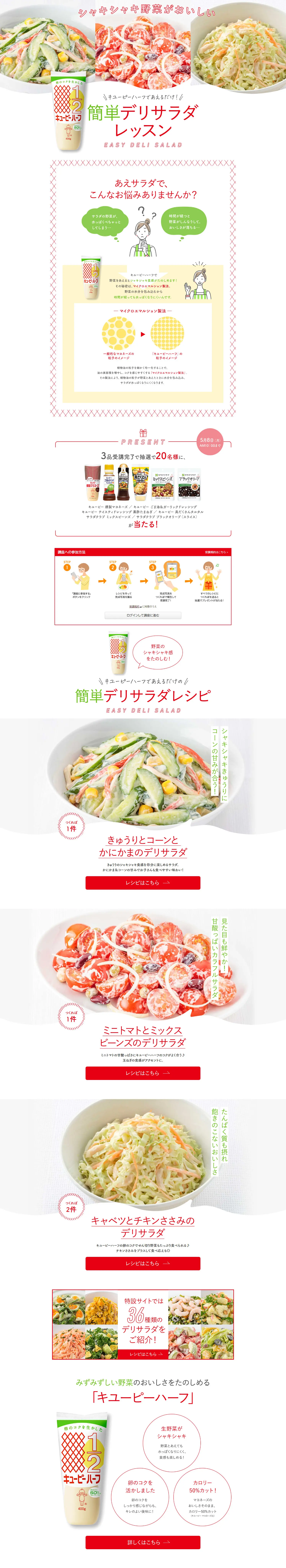 簡単デリサラダレッスンのLPデザイン（惣菜・おかず・料理／ホワイト系／清潔系）PC版