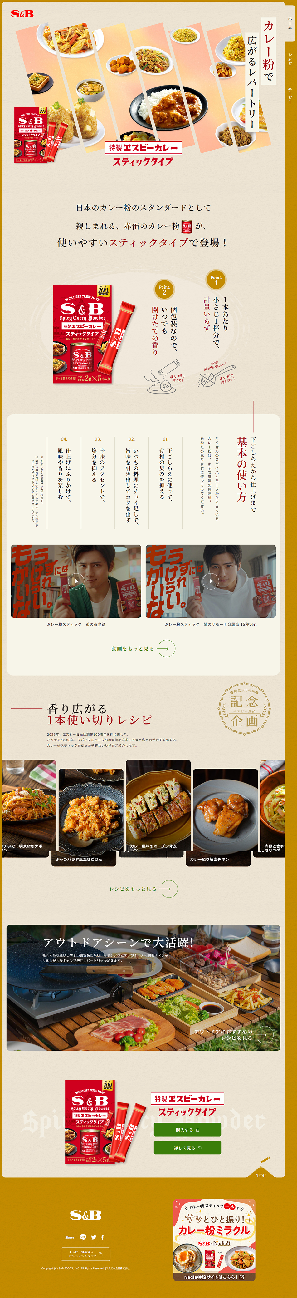 特製エスビーカレー スティックタイプのLPデザイン（調味料・甘味料・ダシ・スープ／ベージュ系／和風系）