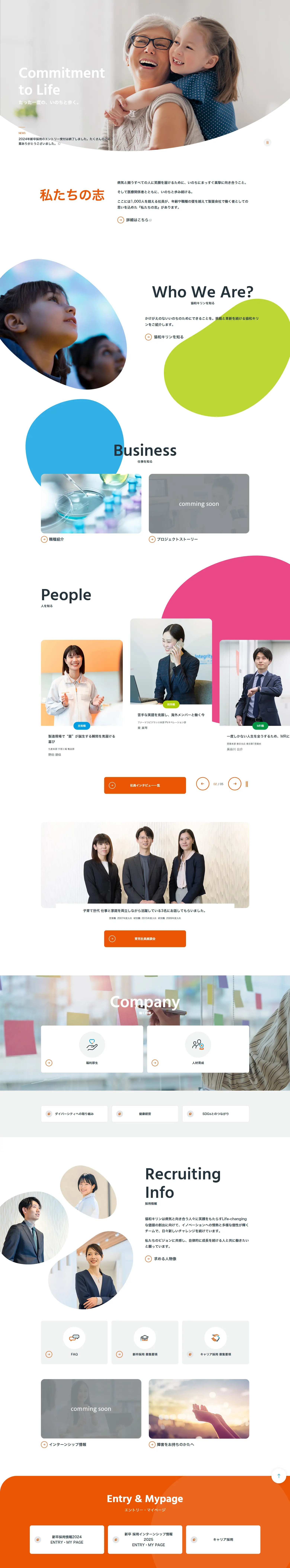 Careers Website LP design (recruitment / Orange tones / Simple) PC version