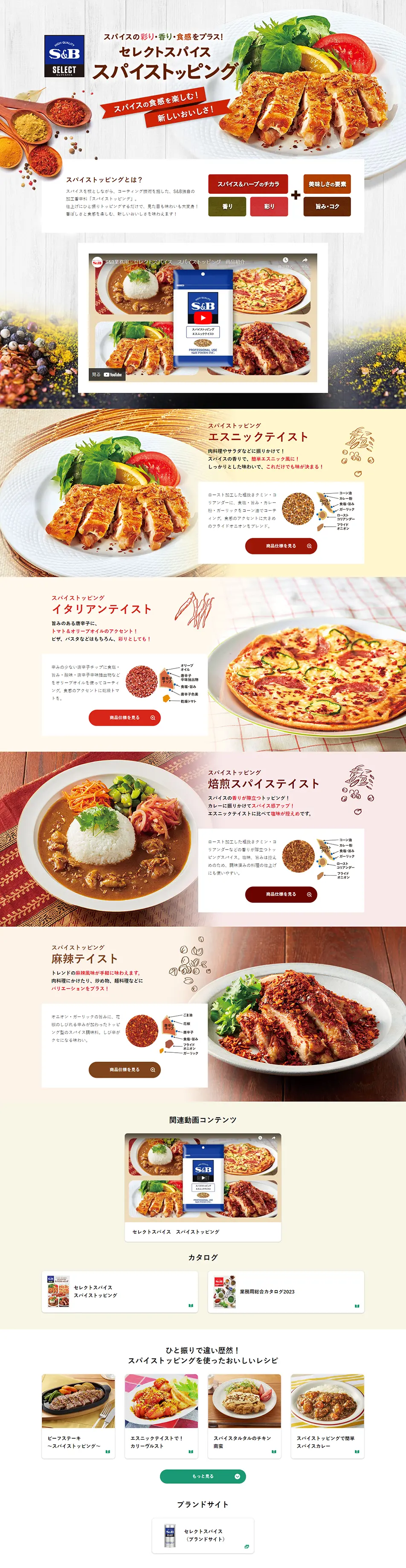 スパイストッピングのLPデザイン（調味料・甘味料・ダシ・スープ／カラフル系／にぎやか系）PC版