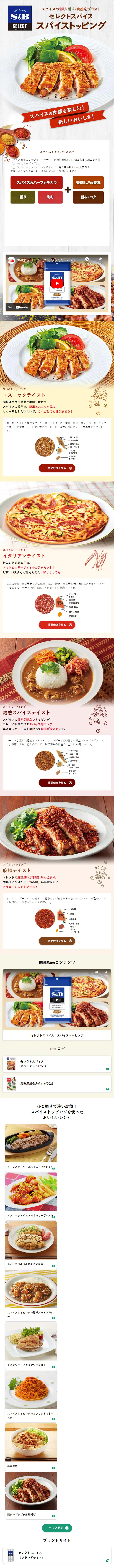 スパイストッピングのLPデザイン（調味料・甘味料・ダシ・スープ／カラフル系／にぎやか系）スマホ版