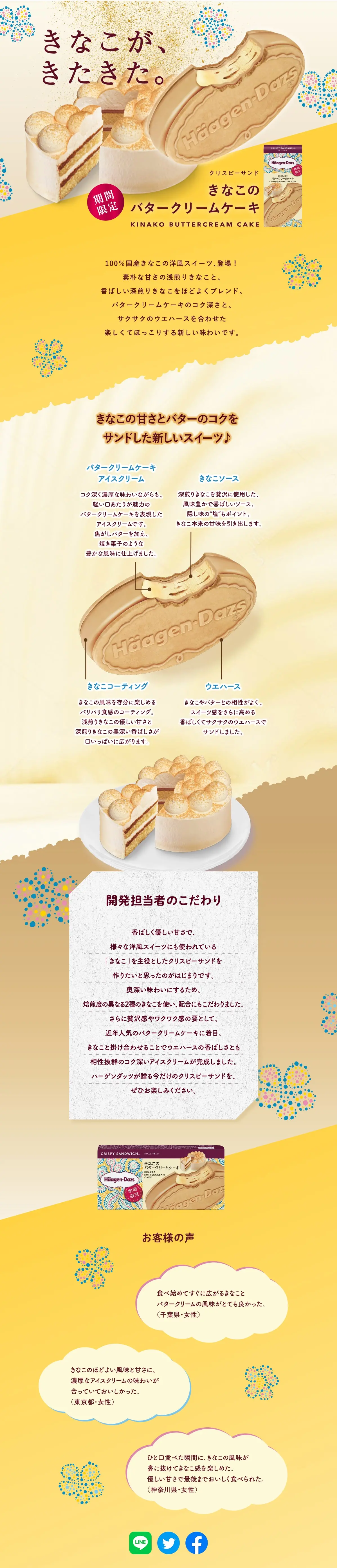 きなこのバタークリームケーキのLPデザイン（洋菓子／イエロー系／かわいい系）PC版