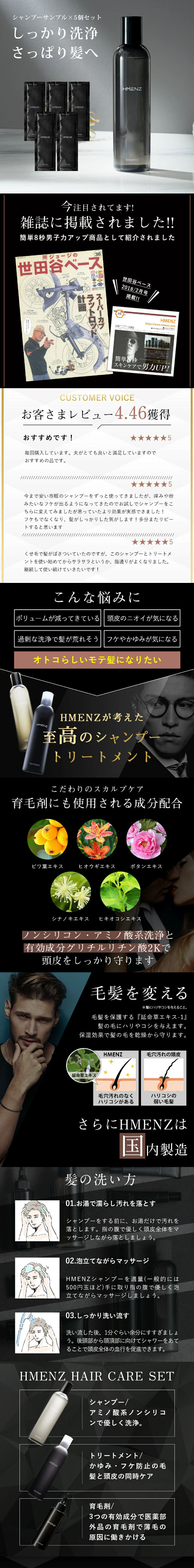 HMENZ Men's Shampoo LP design (Skincare, Bodycare, Haircare / Black-colored / Stylish type)