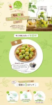 酢でつくるクラフト梅シロップレシピのLPデザイン（惣菜・おかず・料理／グリーン系／ナチュラル系）PC版